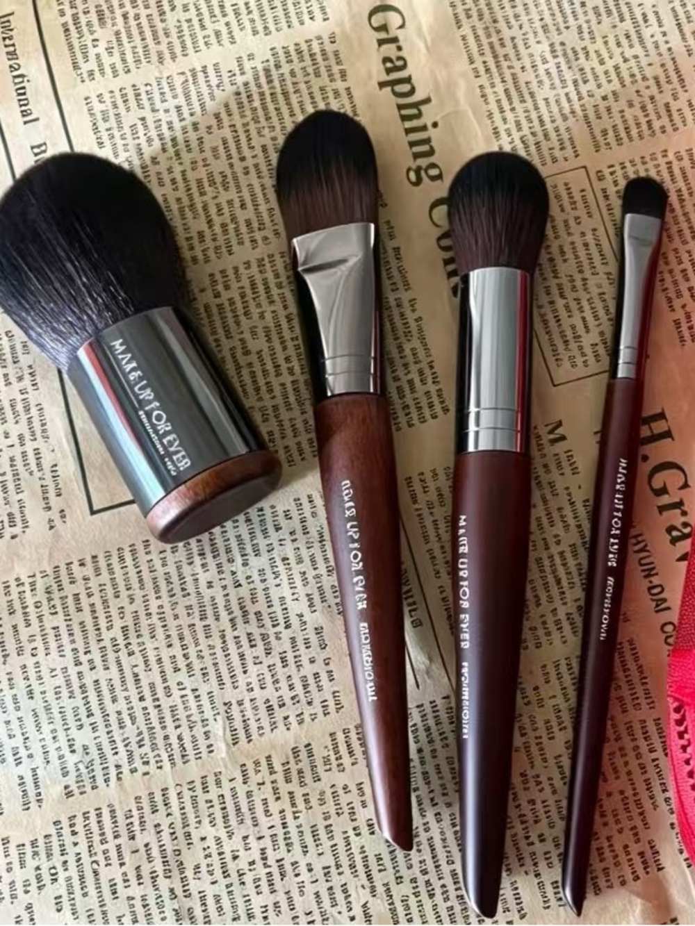 Makeup Forever Brown Travel Brush Set with Silver Ferrules